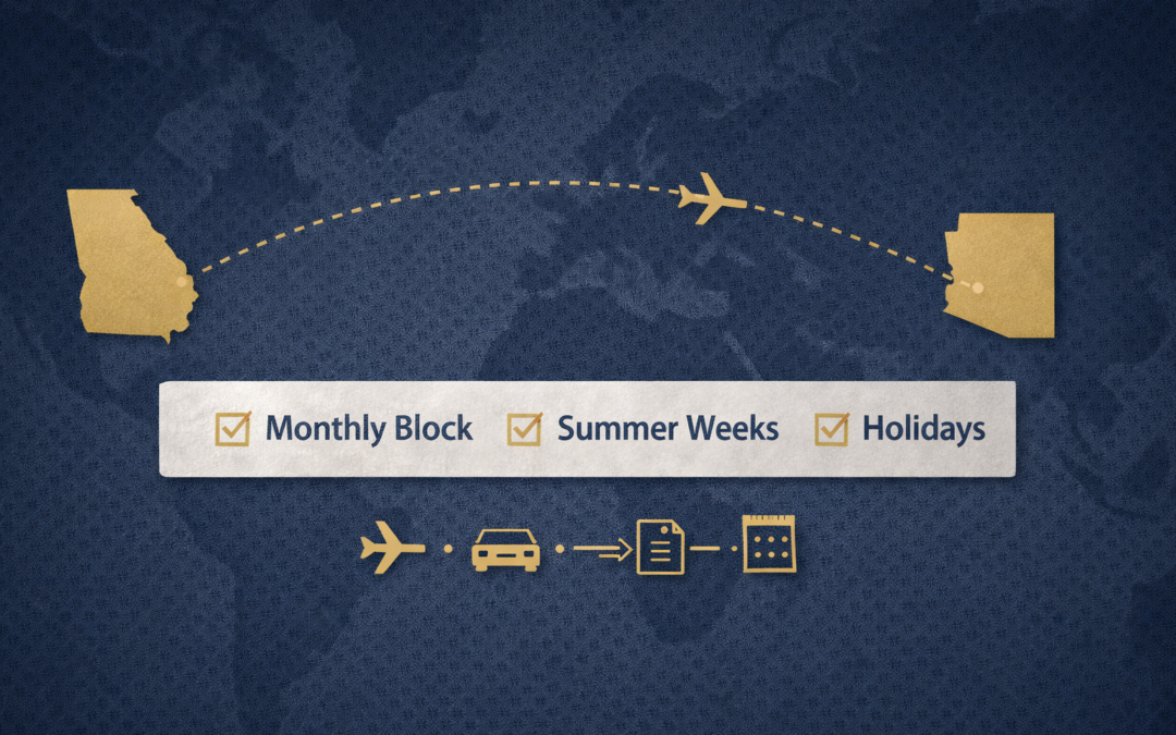 A move can shatter even the friendliest plan. Set notice, travel, and cost rules now so a relocation does not derail parenting time, school decisions, or your calm, uncontested case.